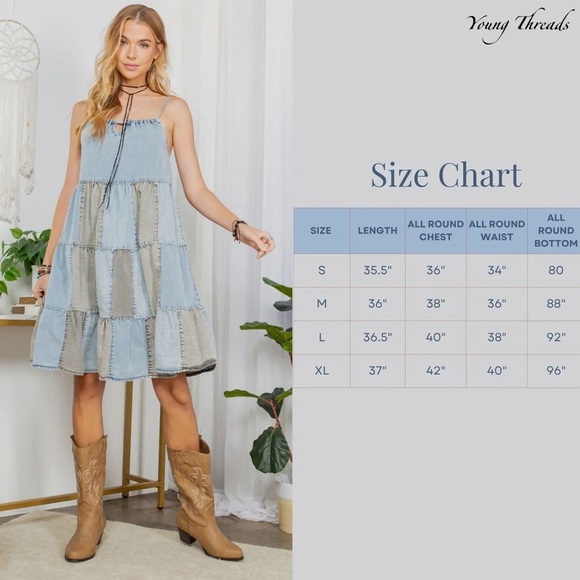 Boho Patchwork Denim Dress - Picture 7 of 10